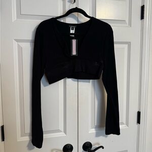 Wild Fable Black Long Sleeve Crop Top